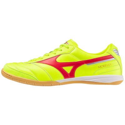 Zapatillas de Fútbol Sala Mizuno Morelia Sala Elite IN Mujer - Verdes Amarillos / Coral / Plateados